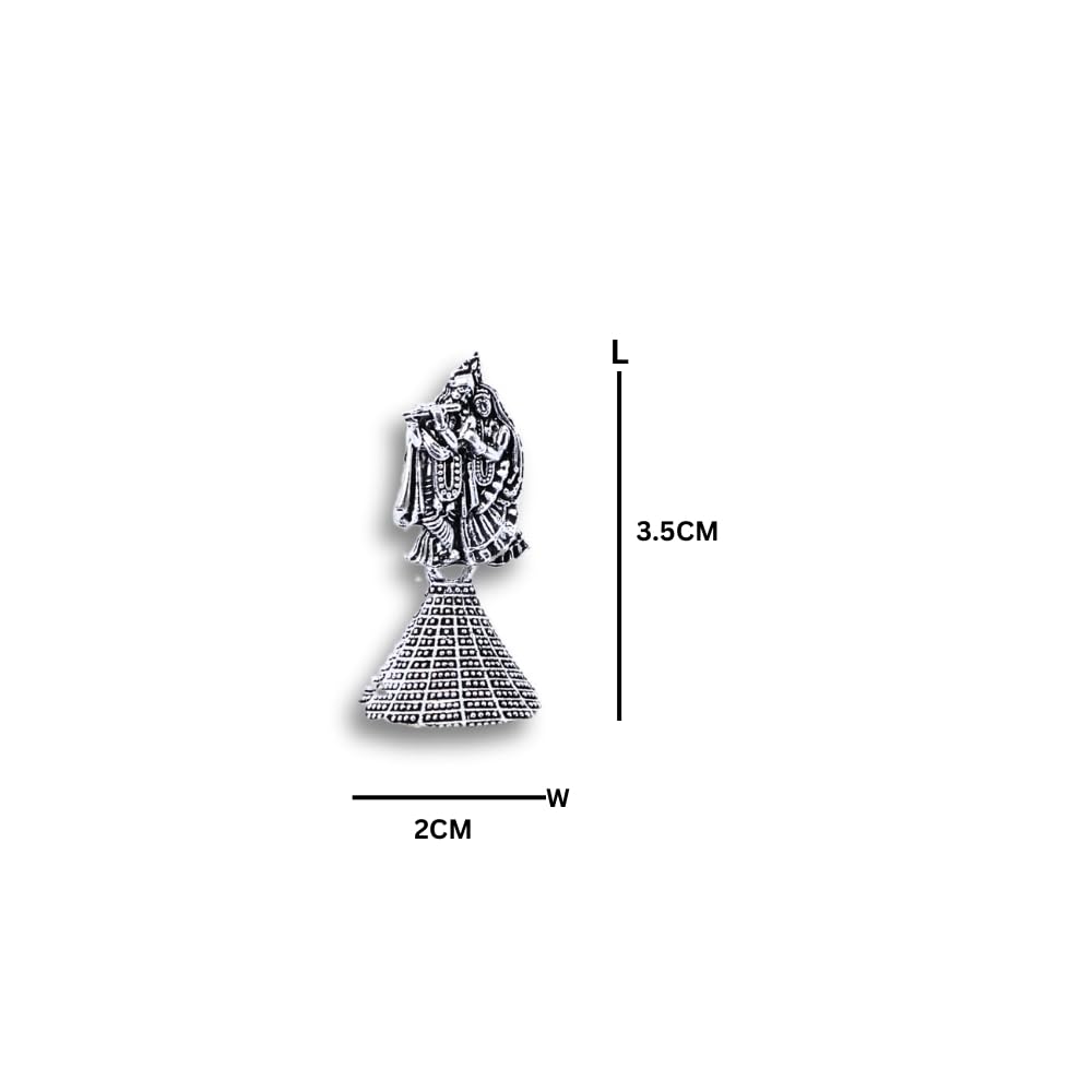 Kubera Imitation Jewellery Small Oxidised Jhumka Earrings for Women Silver Radha Krishna Traditional Fashion Earring Studs for Girls Gifts -SOJ30