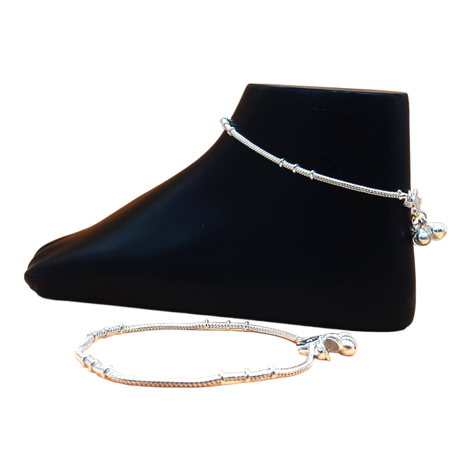 Silver Plating White Metal Payal Indian Traditional Ethnic Fashion Imitation Jewellery Foot Chain Alloy Anklet for Girls and Women Stainless Steel Anklet